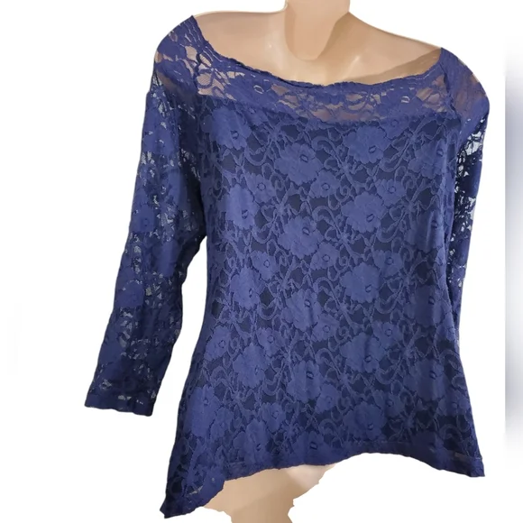 Torrid Lace Off Shoulder Top Womens 4x Purple 3/4 Sleeve Classy ~ Pre-Owned - Picture 8 of 13